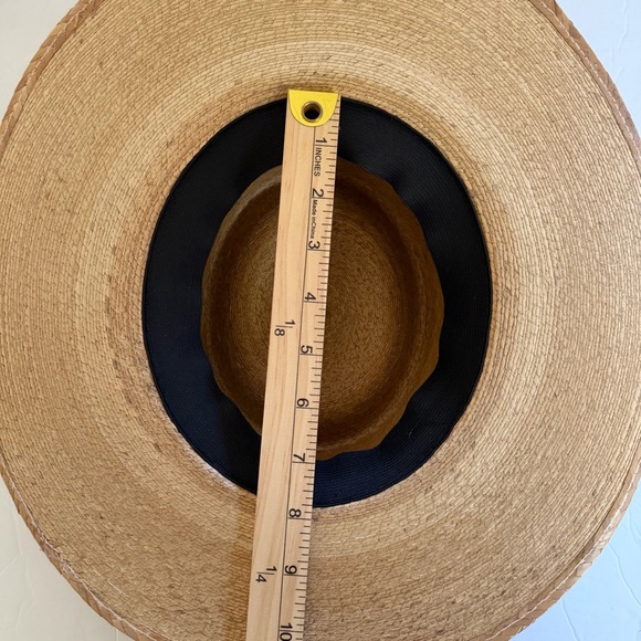 Tan Straw Boater Brim Hat with Floral Band and Tassel - Picture 7 of 11